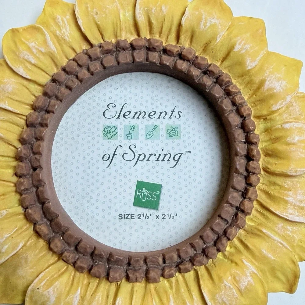 Vintage Russ Berrie Sunflower Elements of Spring Picture Frame 3.5 Inch Mini